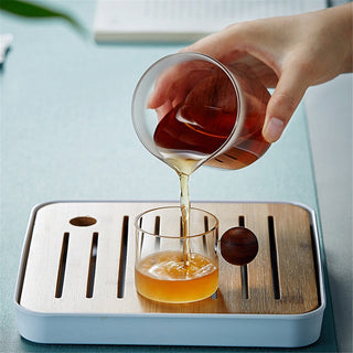 Wooden Espresso Coffee & Tea Glass Set of 2