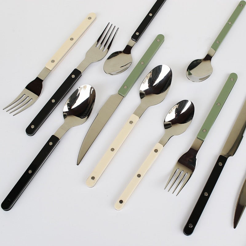 24Pcs France Style Fashion Cutlery Set 18/10 Stainless Steel Gift Flatware 304 Knife Fork Spoon Dinnerware for 6 Drop Shipping - Filtrum Home