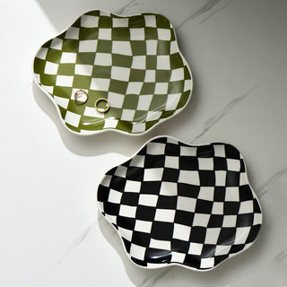 Checkerd Ceramic Plate - Filtrum Home