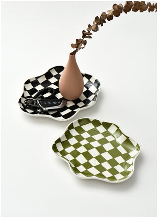 Checkerd Ceramic Plate - Filtrum Home