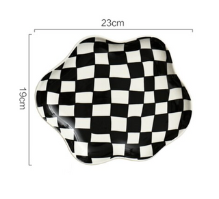 Checkerd Ceramic Plate - Filtrum Home