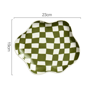 Checkerd Ceramic Plate - Filtrum Home