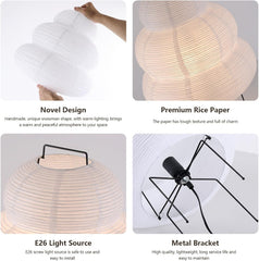 Lámpara de pie con trípode creativo japonés, lámpara de mesa de papel de arroz blanco para dormitorio, mesita de noche, iluminación decorativa para Loft, Hotel y hogar