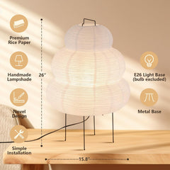 Lámpara de pie con trípode creativo japonés, lámpara de mesa de papel de arroz blanco para dormitorio, mesita de noche, iluminación decorativa para Loft, Hotel y hogar