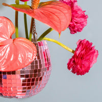 Macetero con bola de discoteca - Rosa