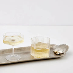 Flower Ribbed Drink Glass - 2 PCS Set