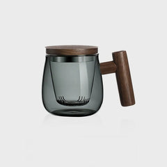Charcoal Tea Infuser Mug with Wood Handle - Tea Presser