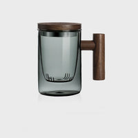 Charcoal Tea Infuser Mug with Wood Handle - Tea Presser