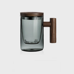 Charcoal Tea Infuser Mug with Wood Handle - Tea Presser
