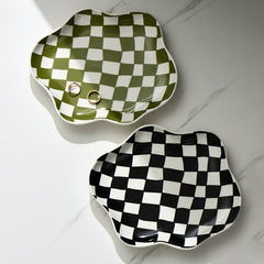Checkerd Ceramic Plate - Filtrum Home