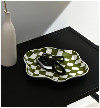 Checkerd Ceramic Plate - Filtrum Home
