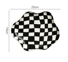 Checkerd Ceramic Plate - Filtrum Home
